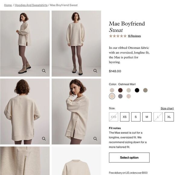 NEW WITH‎ TAGS VARLEY MAE BOYFRIEND SWEAT - Picture 1 of 9